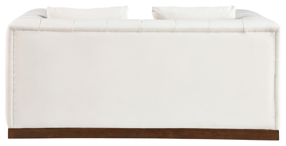 Mallina Upholstered Loveseat, Cream, Vegan Leather