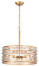 Sue Drum Shade Chandelier With Clear Glass Crystal Prism 6-light, Glossy Brass,