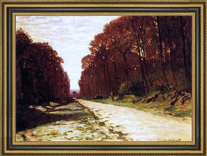 Claude Oscar Monet Road in a Forest Framed Premium Canvas Print, 18"x27"