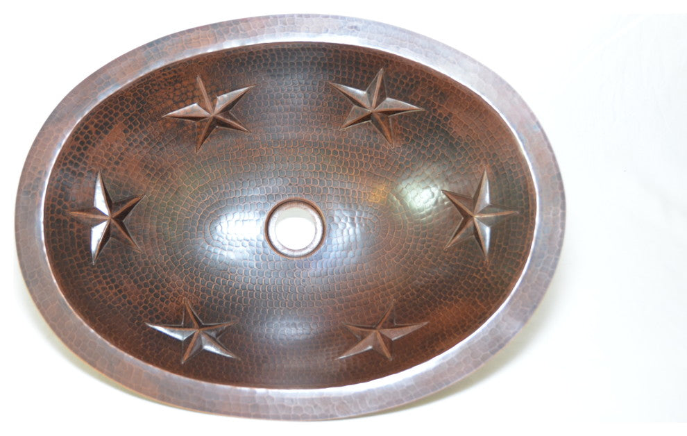 19" Oval Star Undermount Handmade Copper Sink
