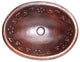 Hammered Oval Flowers Bathroom Copper Sink