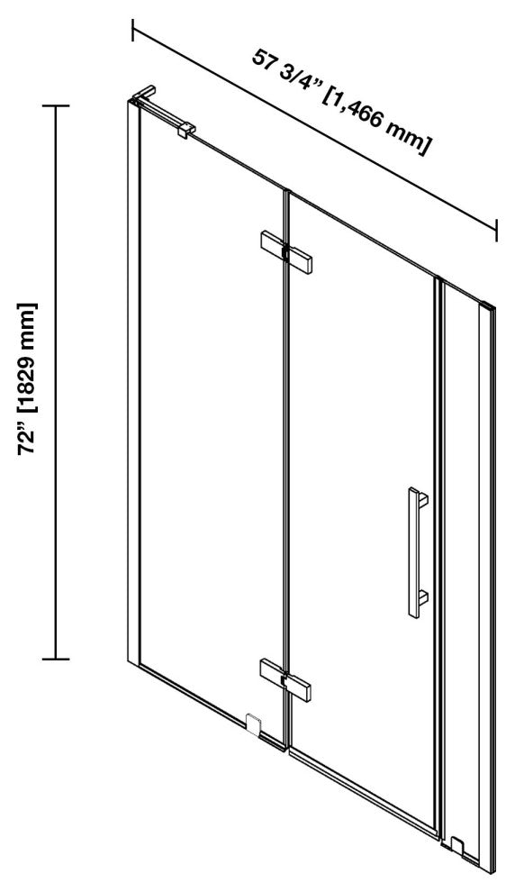 Tampa 57 3/4-60 1/16"Wx72"H Alcove Hinge Shower Door Satin Nickel