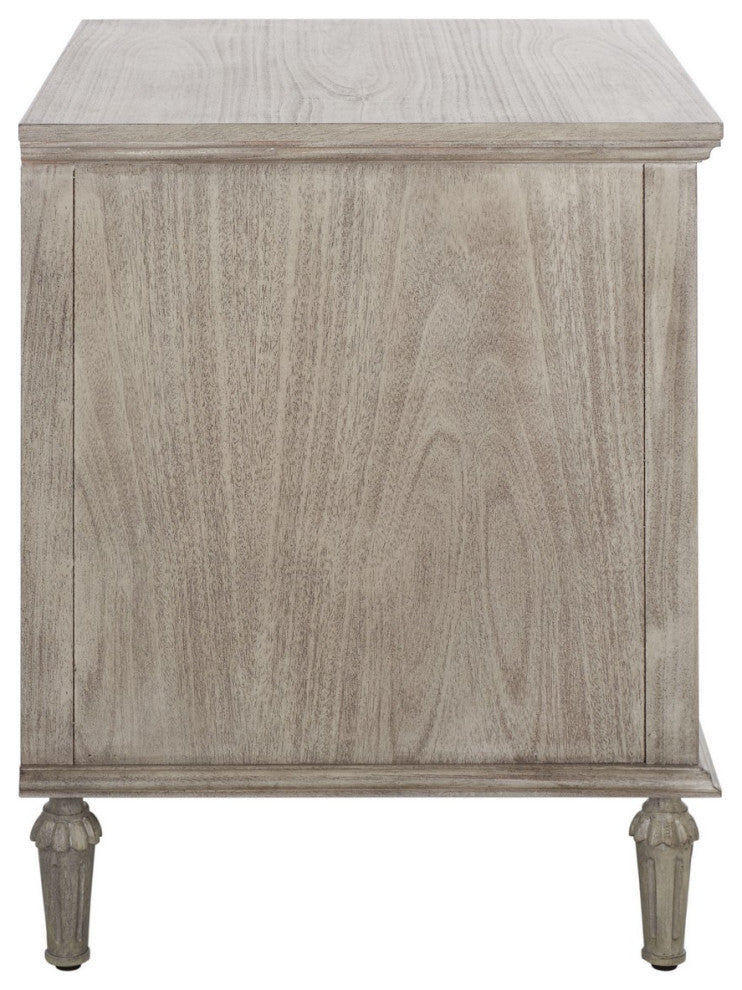 Safavieh Couture Lisabet 3 Drawer Wood Nightstand, Light Grey