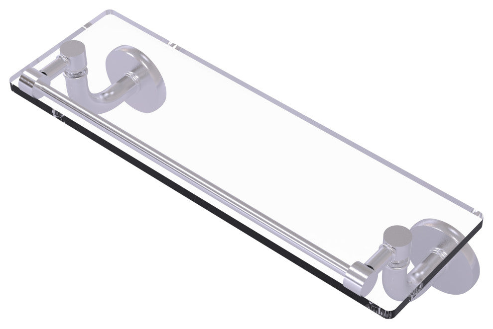 Remi 16" Glass Vanity Shelf with Gallery Rail, Satin Chrome