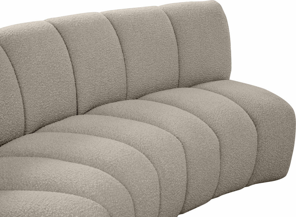 Infinity Black Boucle Fabric Upholstered Arc Shaped Modular Sectional, Brown, 6-Piece, Arc-Shaped