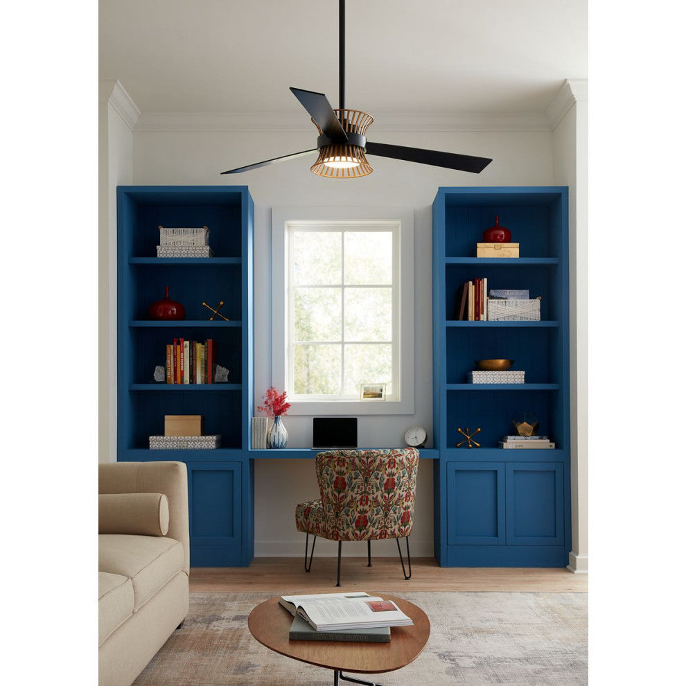 Bisbee Collection 55" 3-Blade Global Ceiling Fan, Matte Black