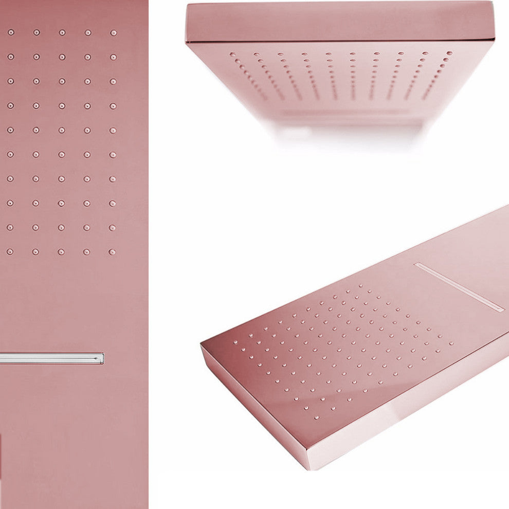 Fontana Reno Wall Mount Rose Gold Rainfall Mixer Shower Set