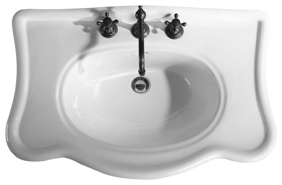 Bathroom Console Sink Deluxe Counter Top White Porcelain Renovators Supply
