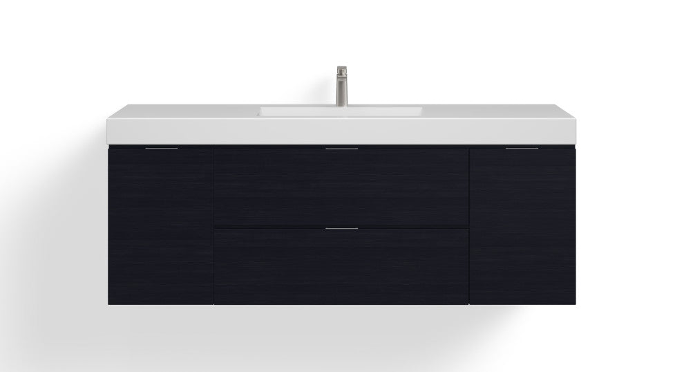Boutique Bath Vanity, Black, 60", Single Sink, Wall Mount