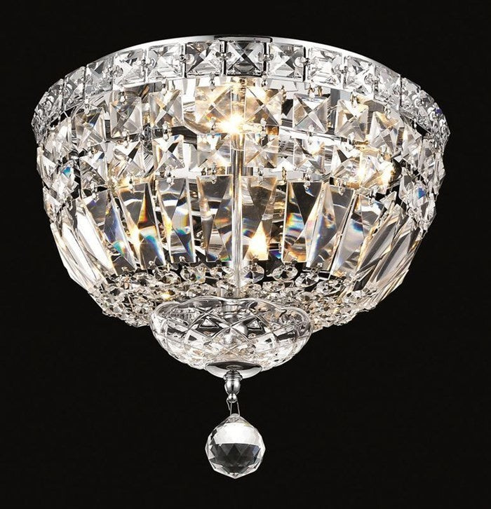 Elegant Tranquil Flush Mount, Chrome Finish With Royal Cut Crystal
