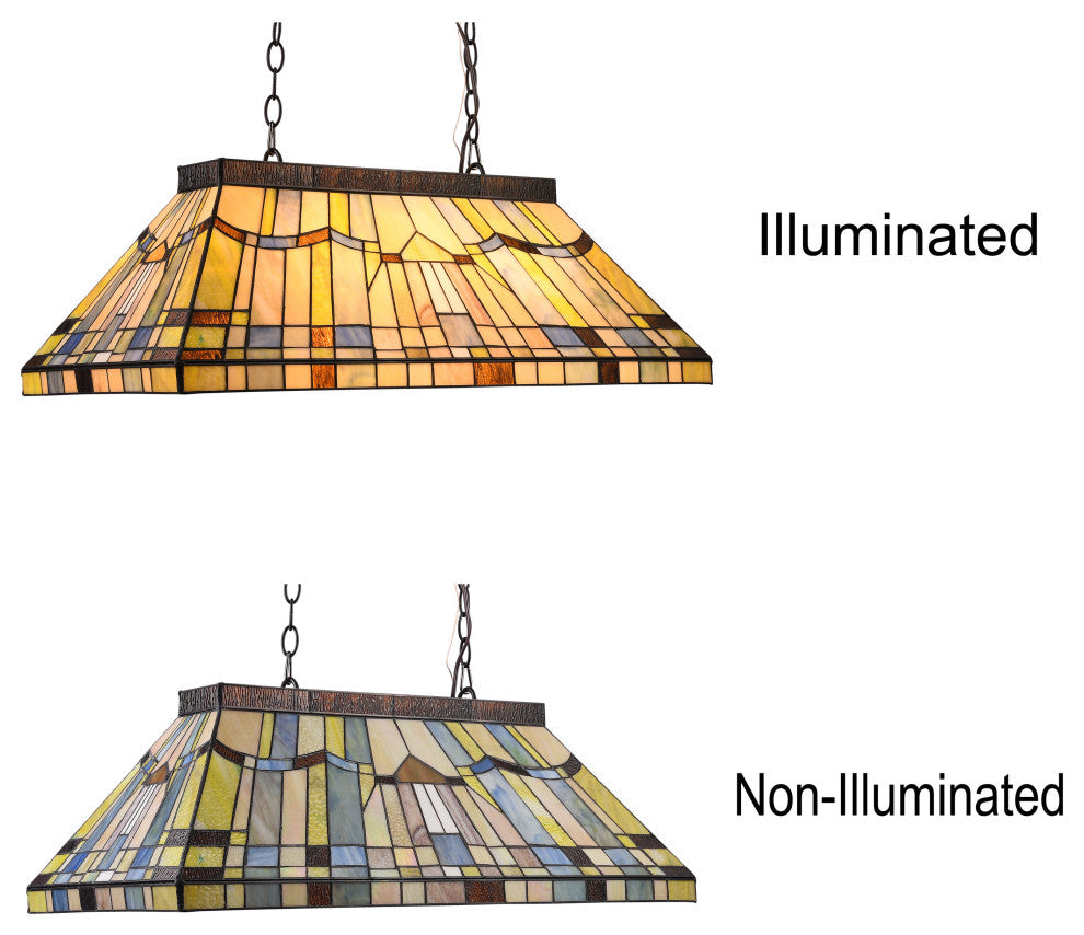 CHLOE Lighting Kinsey Tiffany Blackish Bronze 3-Light Mission Island Fixture