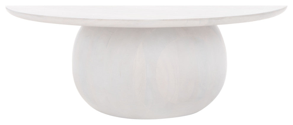 Safavieh Couture Gabribella Round Wood Coffee Table, White Washed