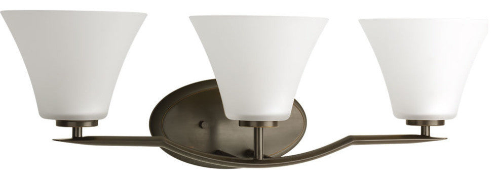 3-Light Bath and Vanity, Antique Bronze With Etched Shades