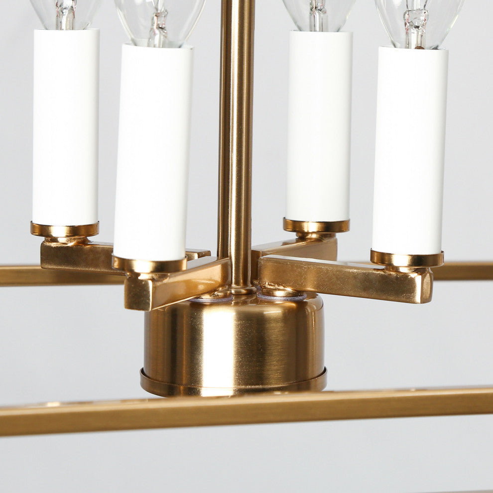 LNC Ellan 8-Light Polished Brass and Matte White Modern Kitchen Island Light