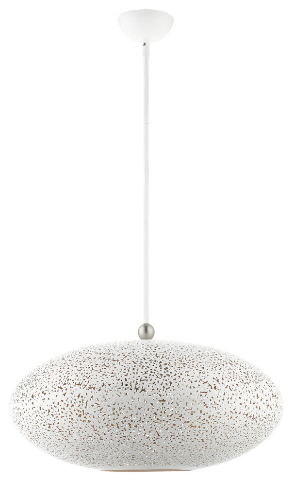 Livex Lighting Charlton 3 Light White, Brushed Nickel Accents XL Pendant