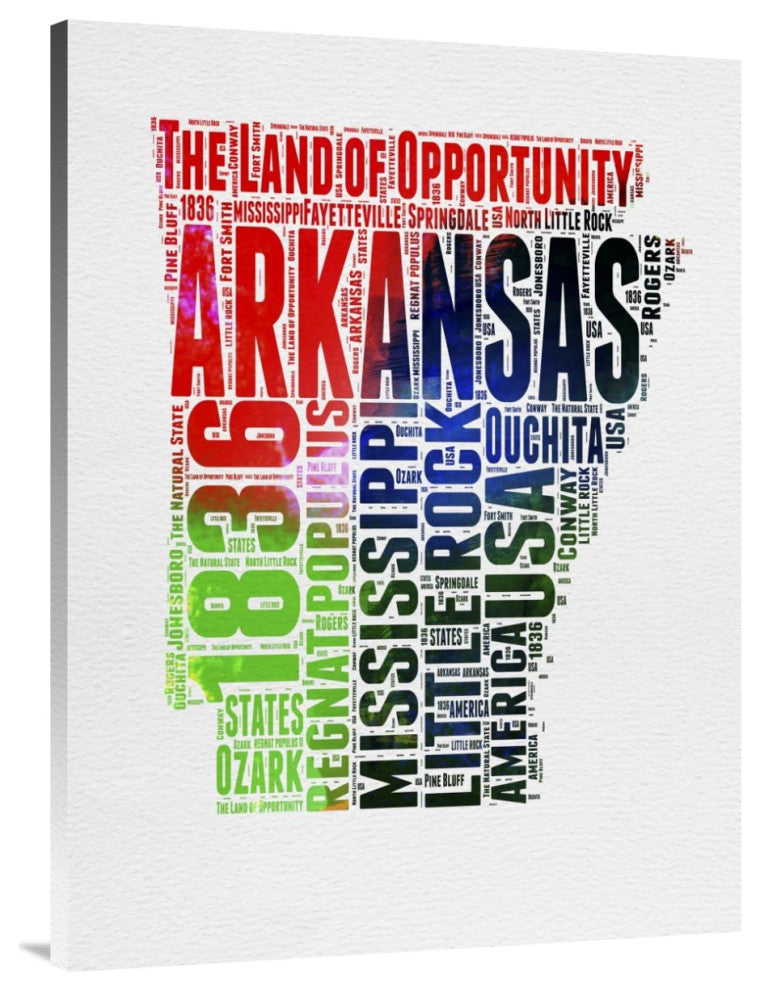 "Arkansas Watercolor Word Cloud" Fine Art Print