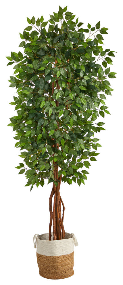 7.5ft. Artificial Deluxe Ficus Tree with Handmade Jute & Cotton Basket