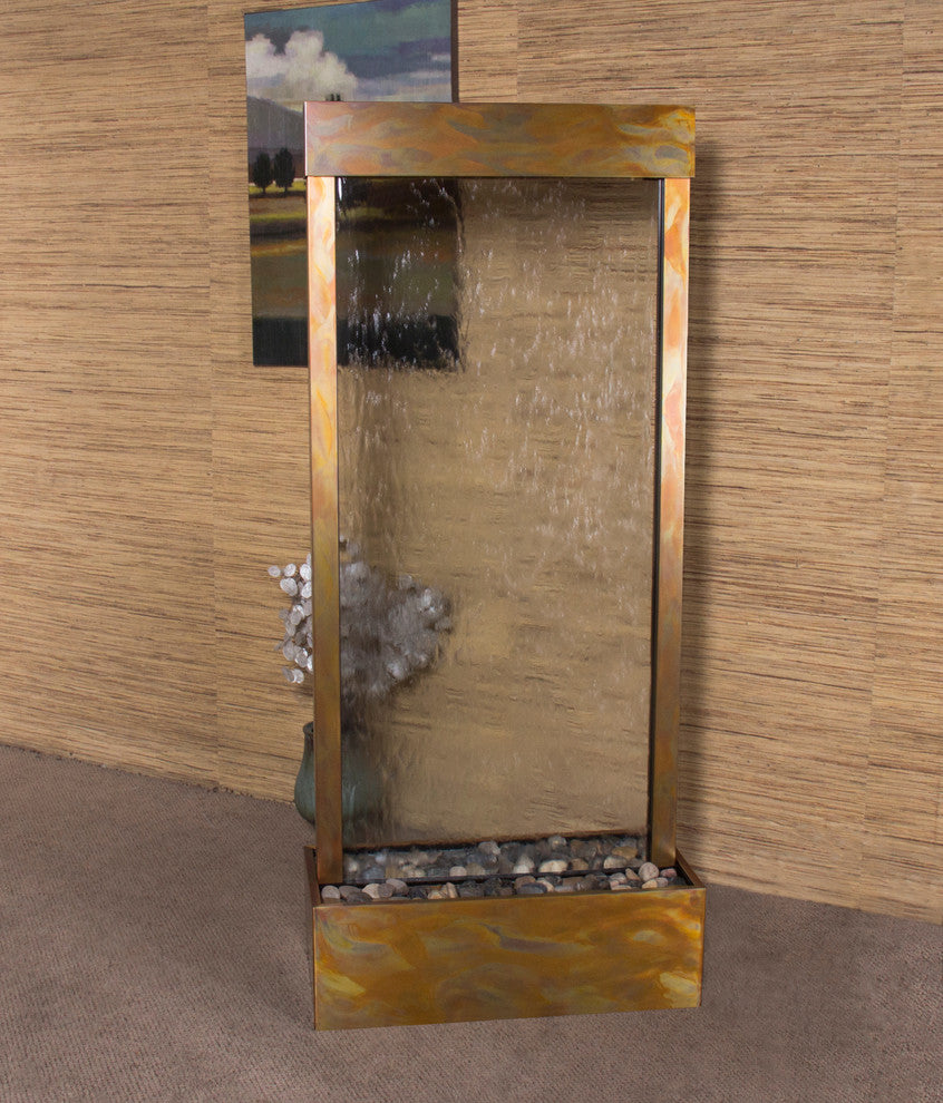 Harmony River Center Mount Water Fountain, Clear Glass, Rustic Copper, Standard