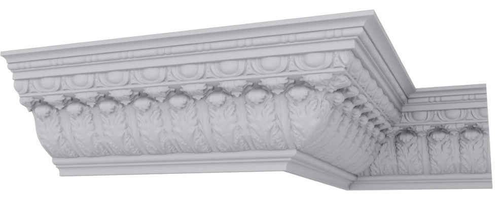 8 1/4"H x 8"P x 11 1/2"F x 96"L, Acanthus Leaf with Bead & Barrel Crown Moulding