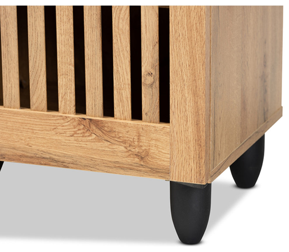 Fernanda Modern and Contemporary Oak Brown Finished Wood 3-Door Shoe Cabinet