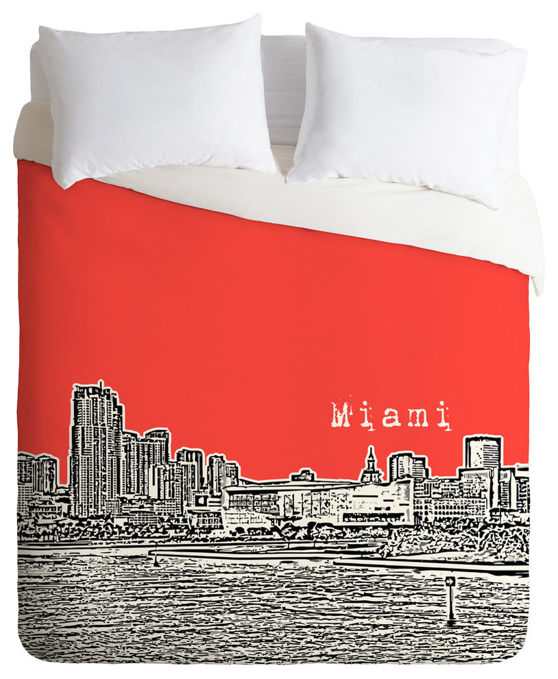 Deny Designs Bird Ave Miami Red Duvet Cover - Lightweight
