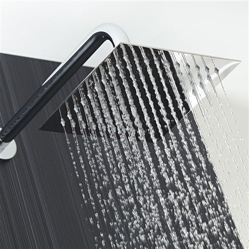 Chrome 12" Square Ceiling Mount Shower System Set With Hand Held Shower Heads