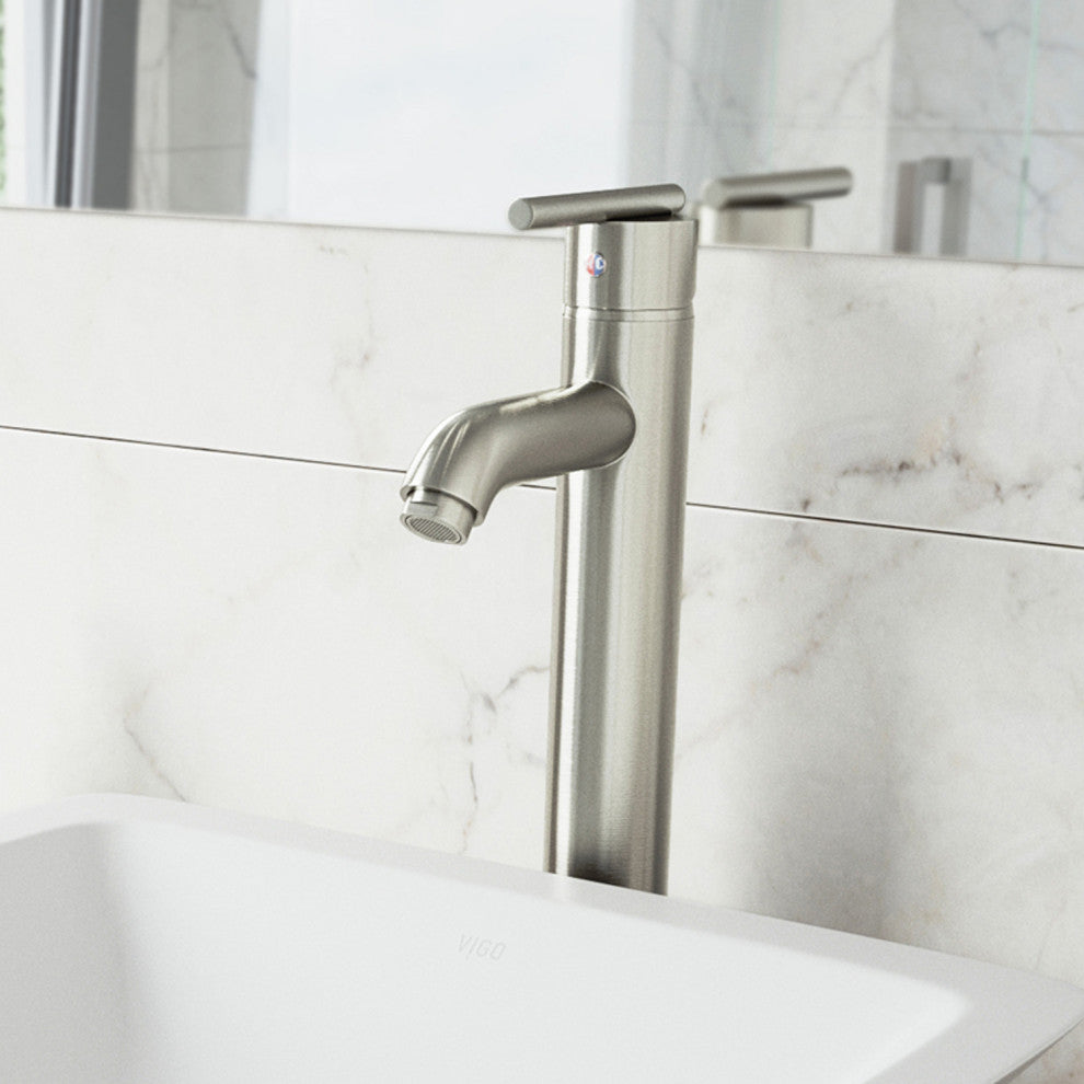 VIGO Seville 13" H Single Handle Single Hole Bathroom Vessel Faucet, Brushed Nickel
