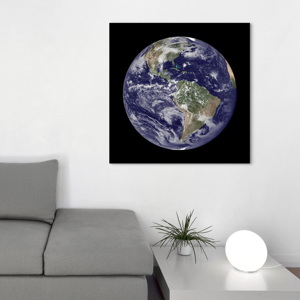 Earth Frameless Free Floating Tempered Art Glass Wall Art 40"x40"