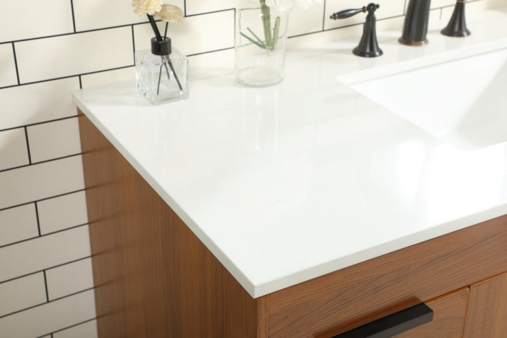 Home Living 22" Modern Teak-Light Bathroom Vanity