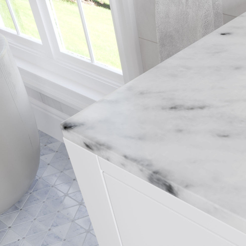 The Polaris Bathroom Vanity, Pure White, 30", Single Sink, Freestanding