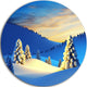 Winter Mountains With Fir Trees, Landscape Disc Metal Wall Art, 23"