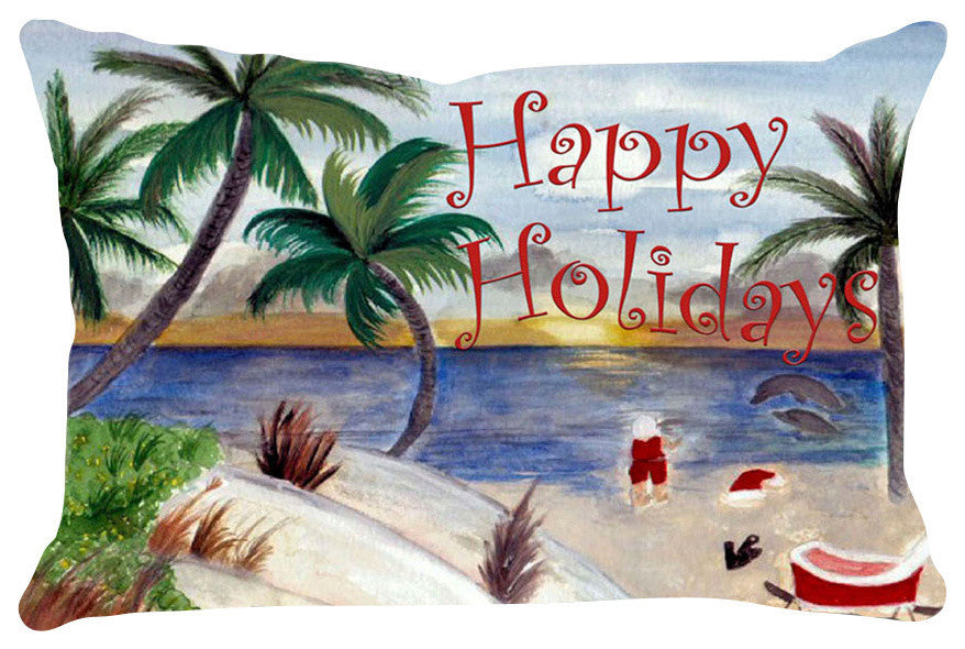 Holiday Pillow Sham, 40"x20", Santa's Beach Break