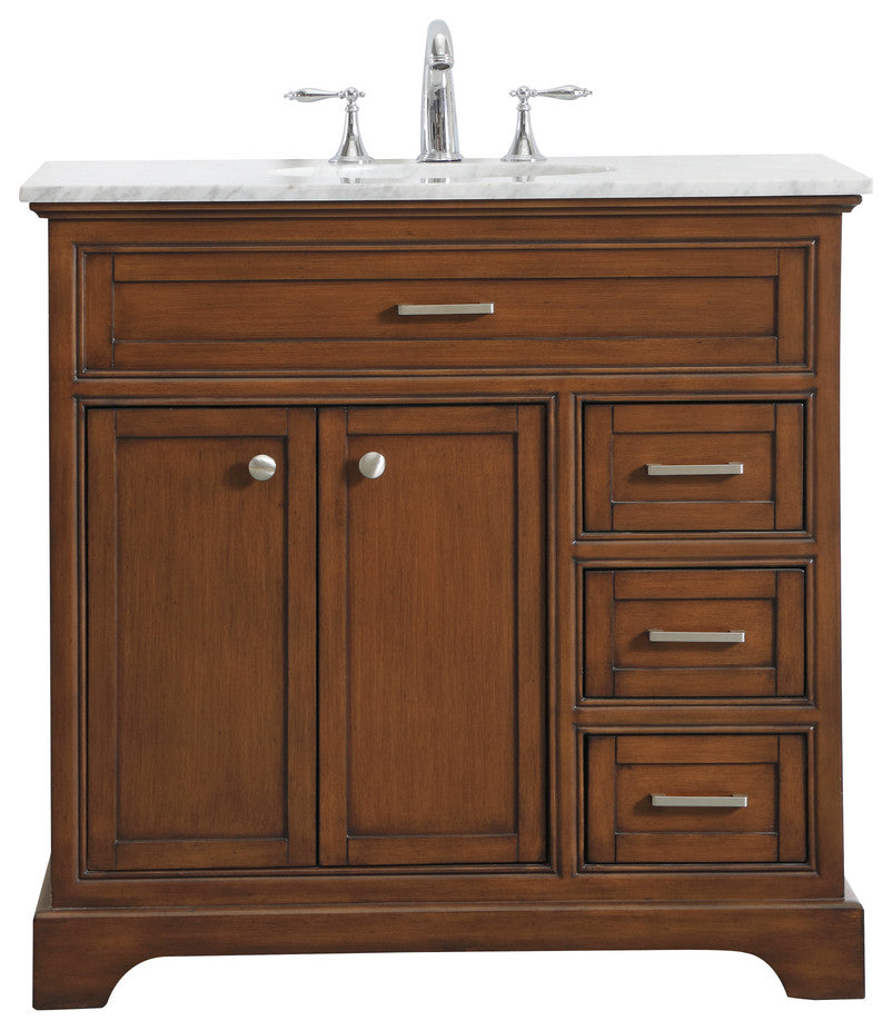 Amber Single Bathroom Vanity, Blue, Teak, 36"