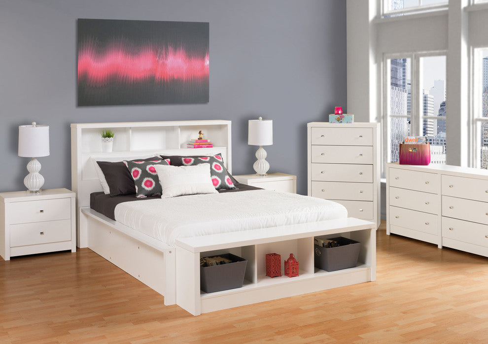 Prepac Calla Storage Bench in White Laminate