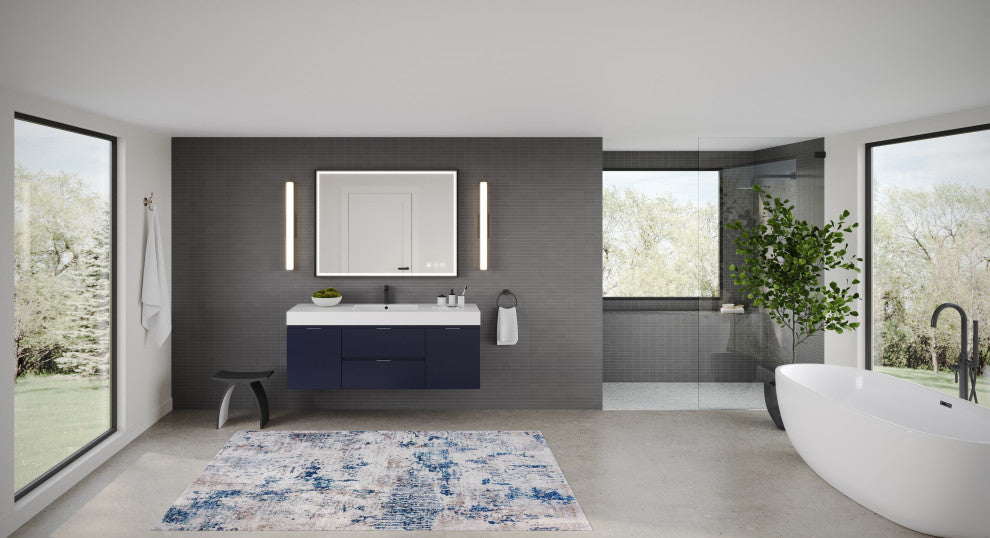 Boutique Bath Vanity, Blue, 60", Single Sink, Freestanding