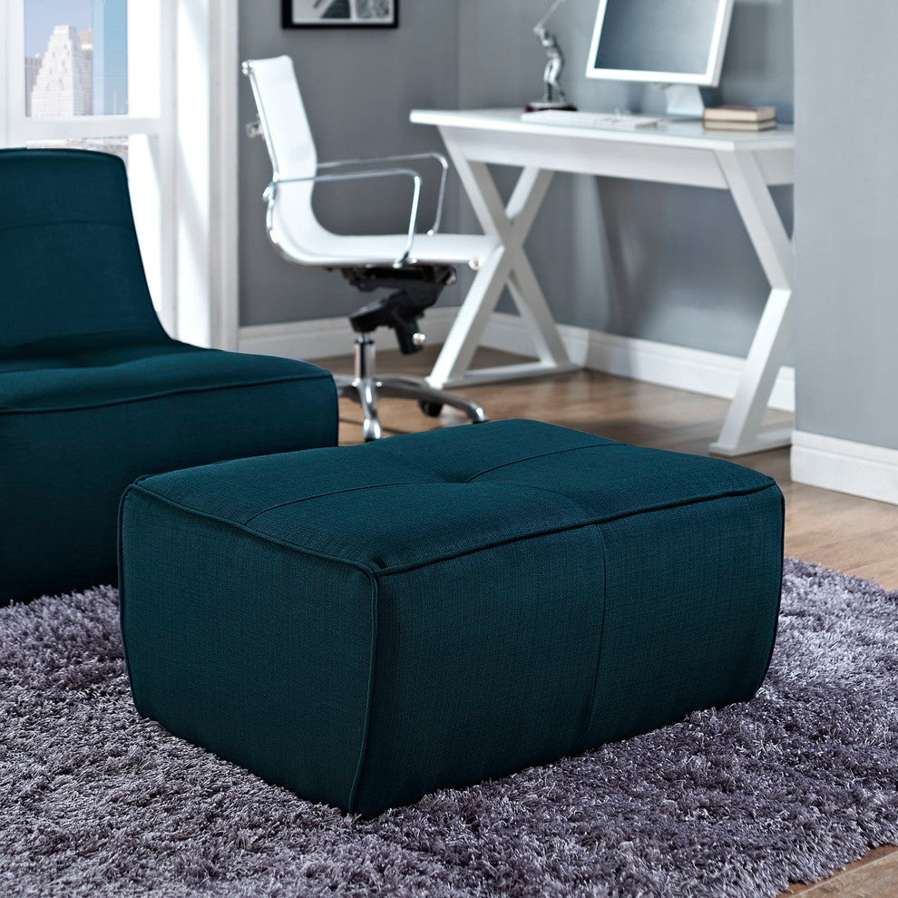 Modern Contemporary Living Room Upholstered Ottoman Azure