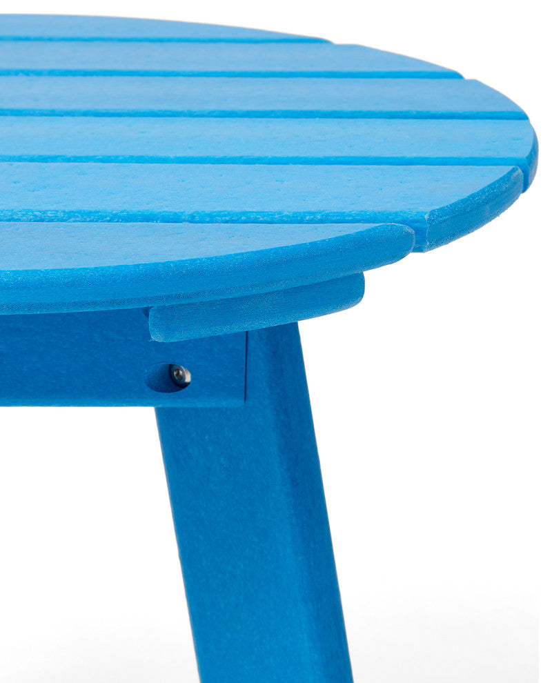 20"D Outdoor Patio HDPE Round Side Table, Bule