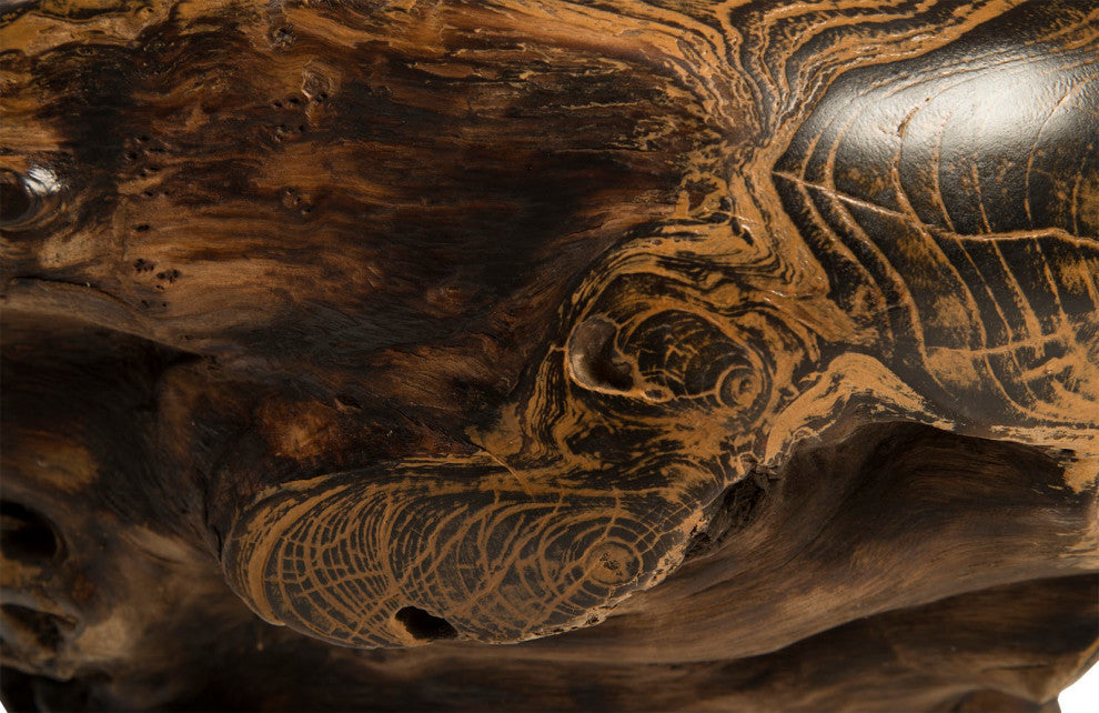 Teak Bowl, Black, Brown