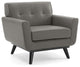 Engage Top-Grain Leather Living Room Lounge Accent Armchair Gray