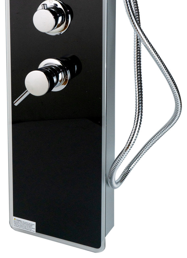 Black Glass Shower Panel with 2 Body Sprays and Rain Shower Head