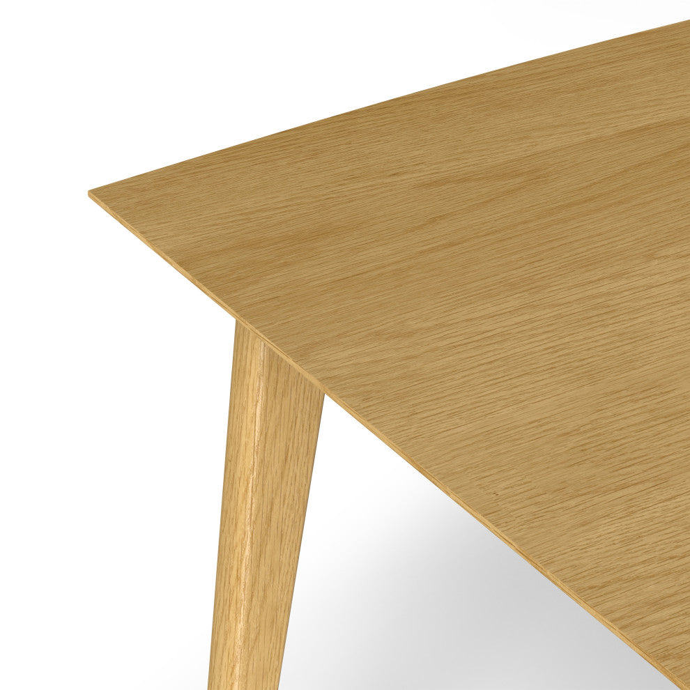 Draper Solid Wood Mid Century Rectangle Dining Table, Oak Veneer