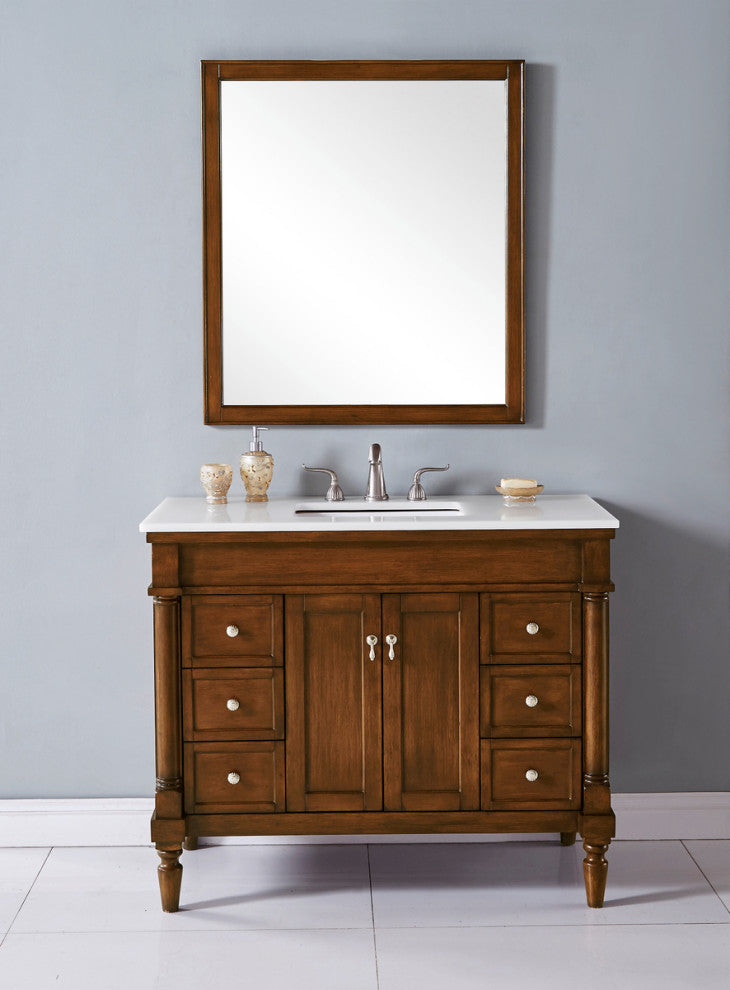 Elegant 42" Single Bathroom Vanity in Walnut