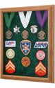 16" X 20" Solid Oak Military Award and Patch Display Case Without Strips, Red