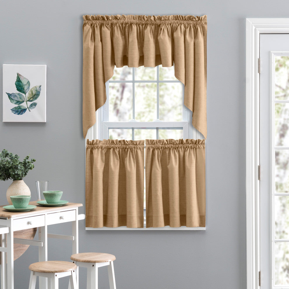Lisa Solid 58" x 15" Tailored Valance, Tan