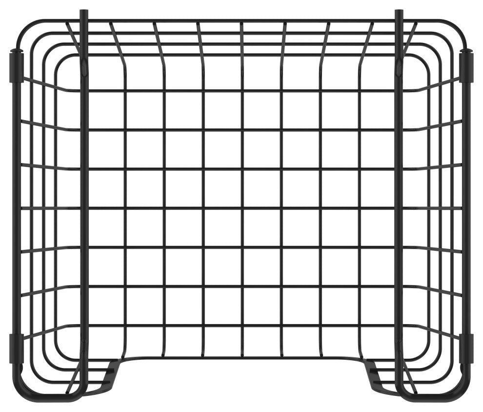Oceanstar Stackable Metal Wire Storage Basket Set of 3, Black, Tall