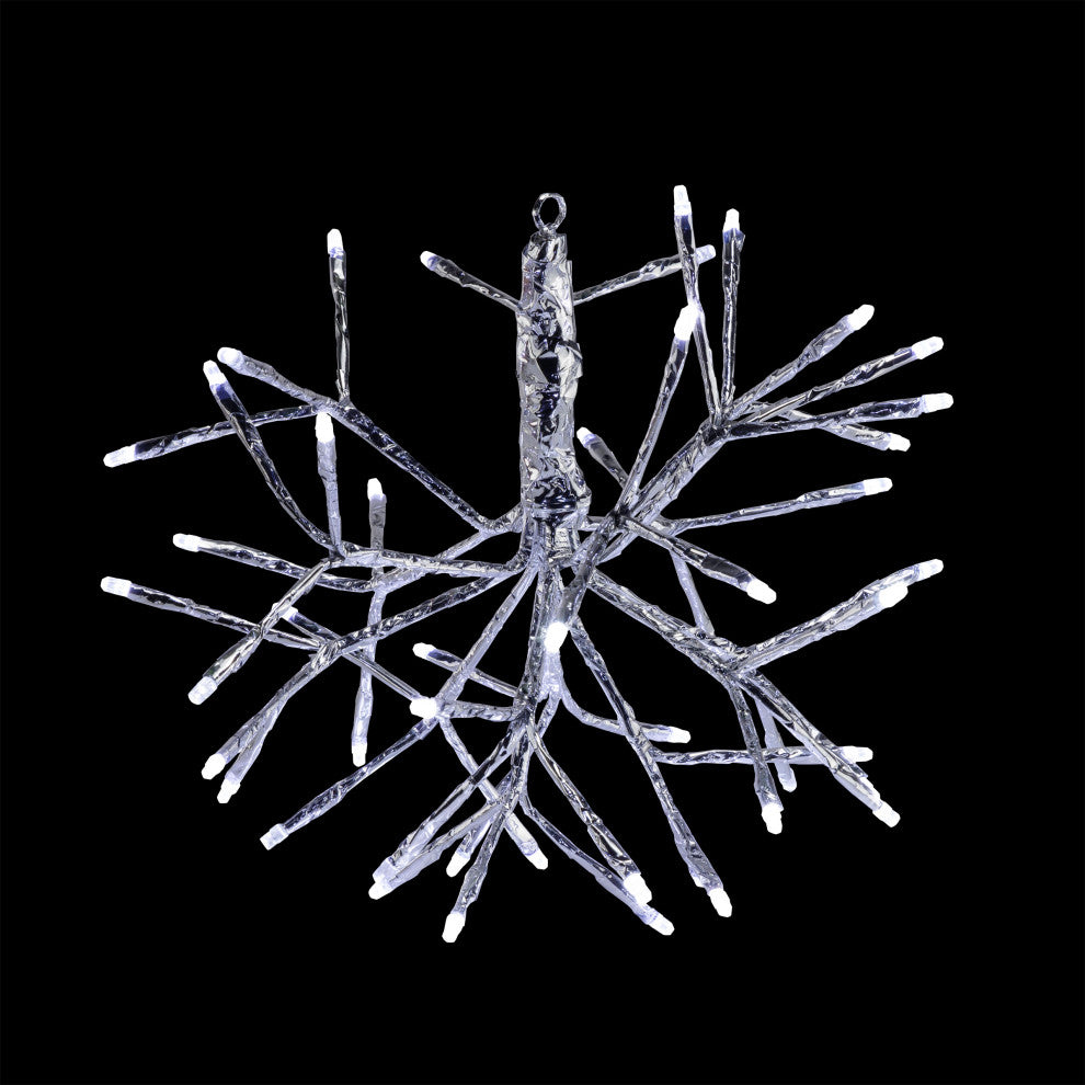 10"H Indoor Christmas Snowflake Ornament with White LED Lights, Silver
