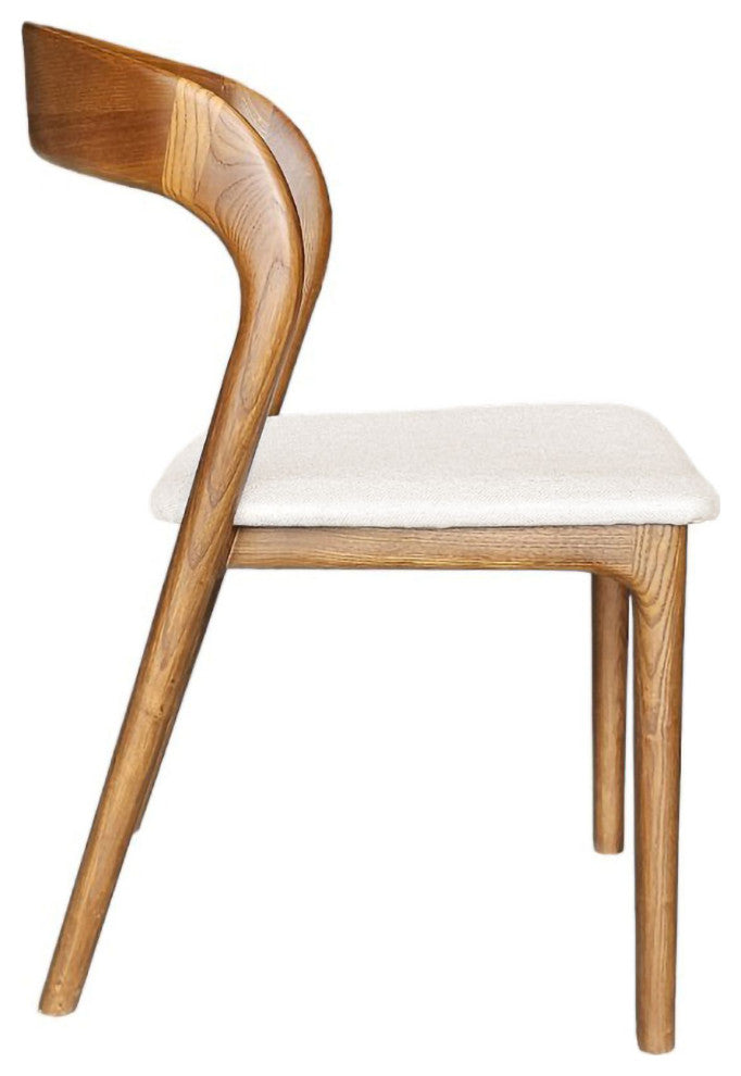 Rotondo Ash Wood Upholstered Dining Chair, Set of 2, Brown