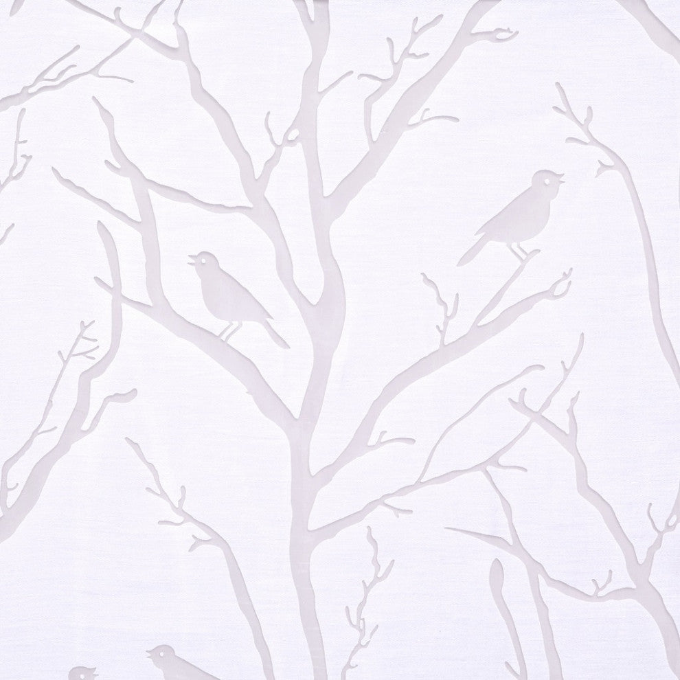 Madison Park Averil Devore Bird Sheer Window Curtain Panel, White