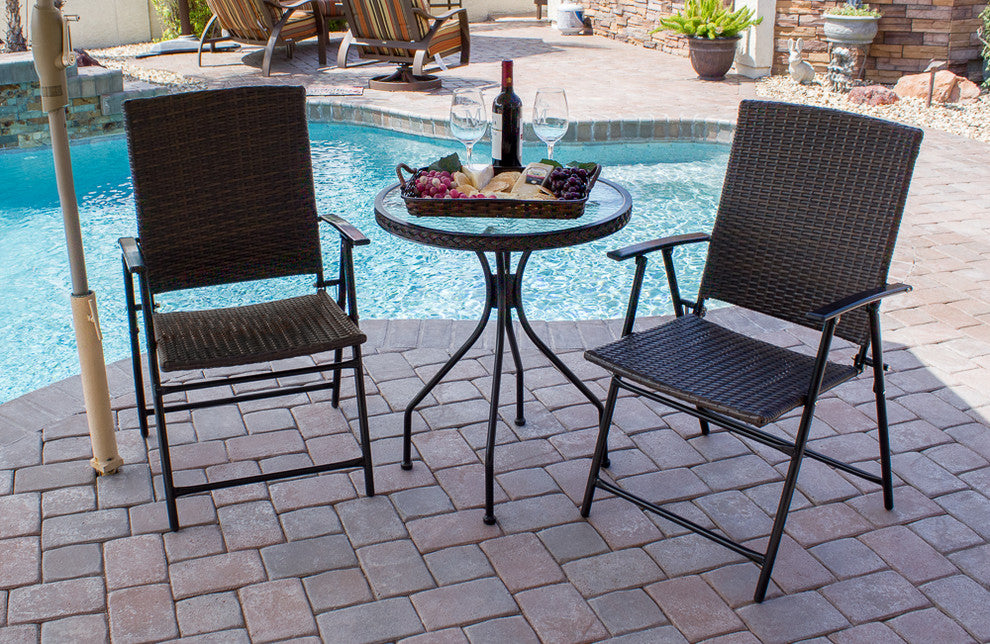 Az Patio Heaters Three Piece Patio Set, Dark Brown Wicker