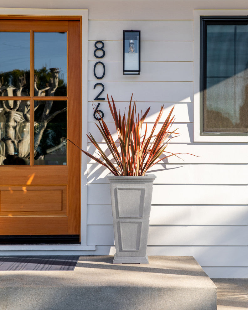 Veradek Brixton Tall Planter, Gray, 26 Inch, 2 Pack